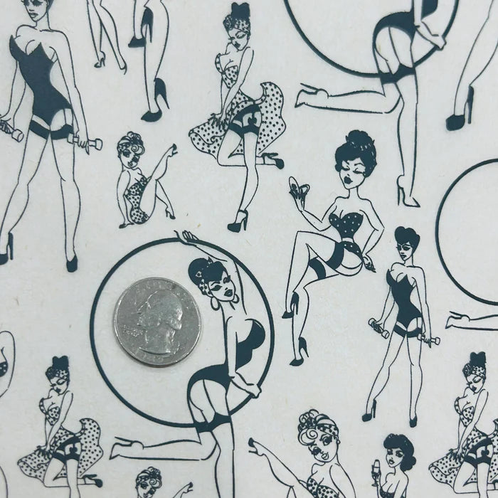 Hula Pin Up Underglaze Transfer Sheet - Black